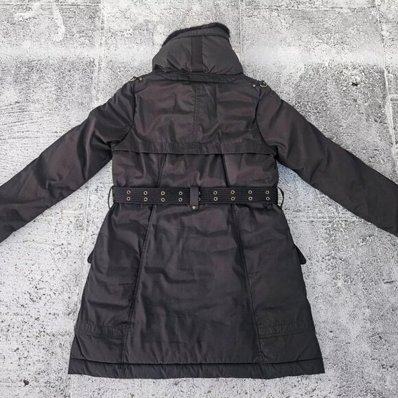 Next Women Jacket Winter Warm Long Coat Faux Fur Collared W Belt Size 12UK - Picture 8 of 12